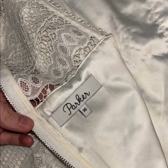 Parker White Pleated Tiered Halter Mini Dress | Size XS - Picture 2 of 4